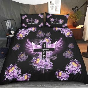 Purple Rose Butterfly Faith Bedding Set