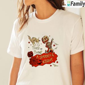 Spooky Nights Trick R Treat Shirt Skeleton Pumpkin Halloween Gift 4