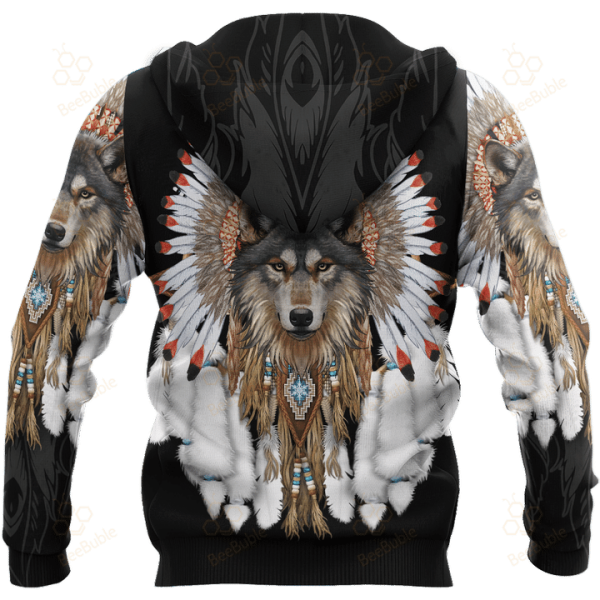 Wolf Native American Listen To The Wind It Talks 3D Hoodie All Over Printed