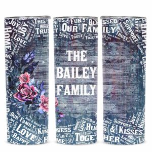 Bailey Family Glitter Tumbler, Bailey Family Gift