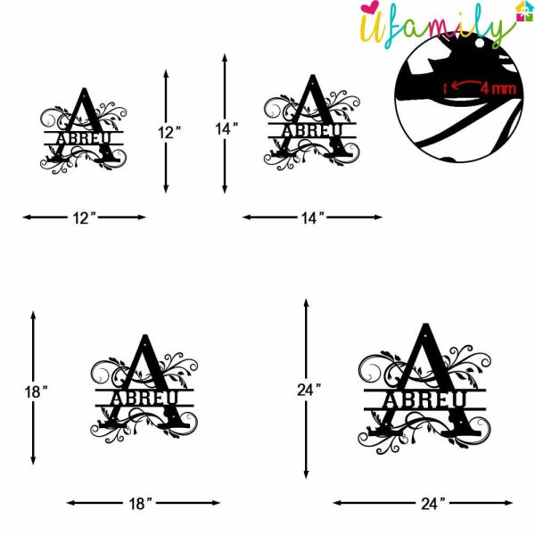 Abreu Family Monogram Metal Sign, Family Name Signs