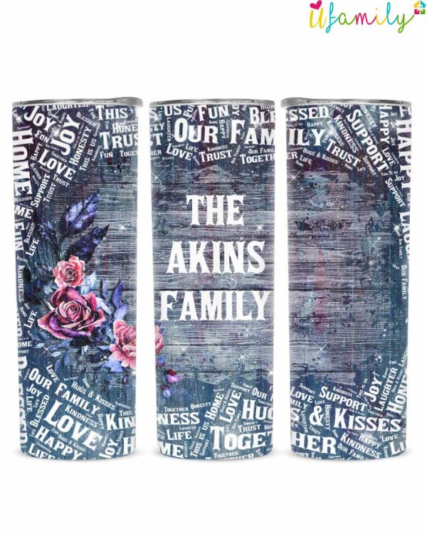 Akins Family Glitter Tumbler, Akins Family Gift