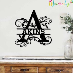 Akins Family Monogram Metal Sign Family Name Signs 2