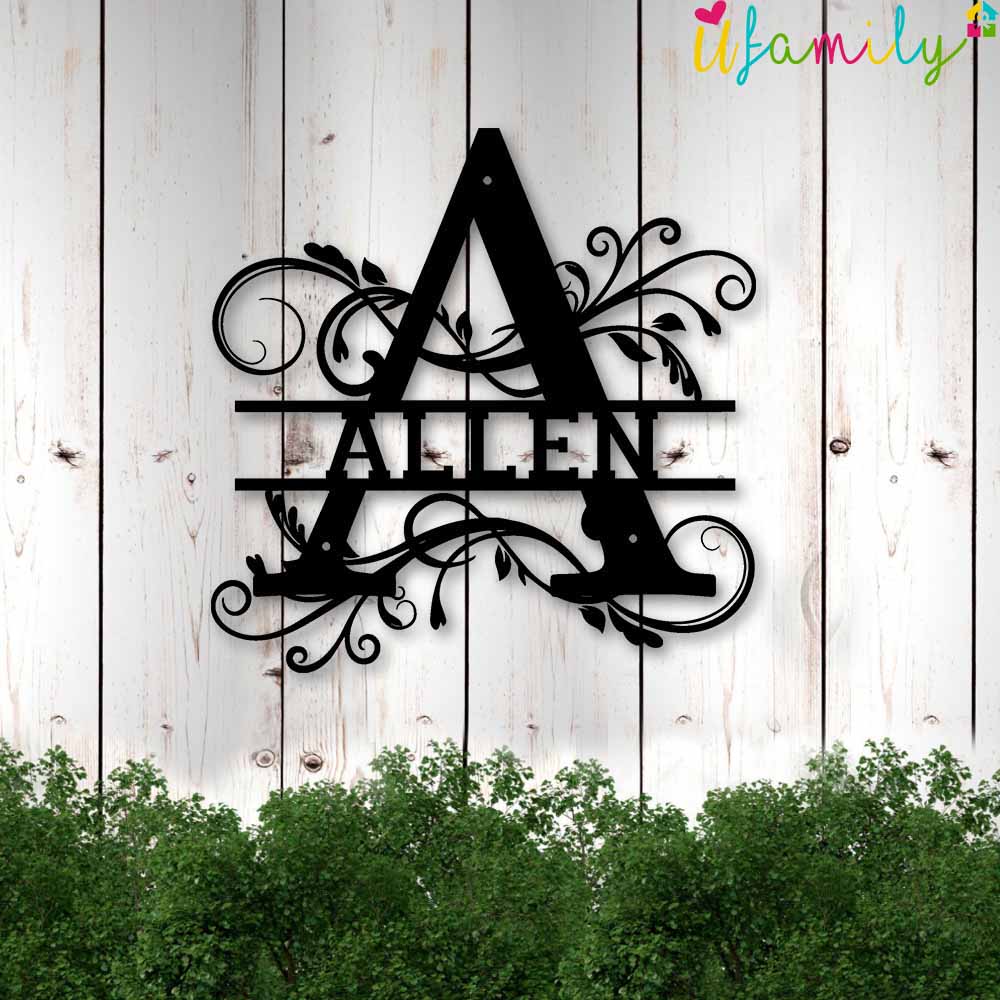 Allen Family Monogram Metal Sign Family Name Signs 2