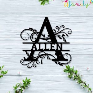 Allen Family Monogram Metal Sign Family Name Signs 3