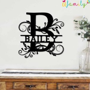 Bailey Family Monogram Metal Sign Family Name Signs 2