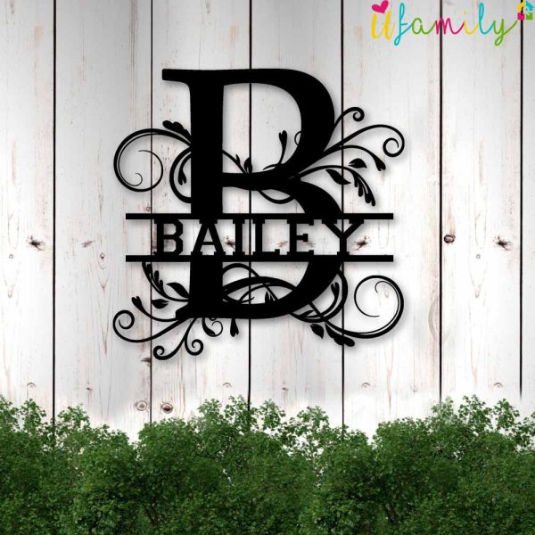Bailey Family Monogram Metal Sign, Family Name Signs