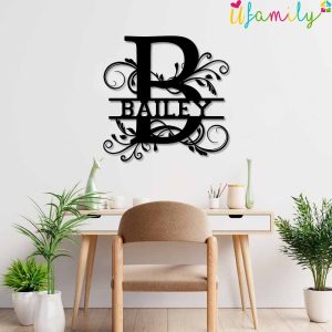 Bailey Family Monogram Metal Sign Family Name Signs 6