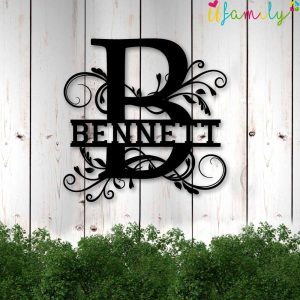 Bennett Family Monogram Metal Sign, Family Name Signs