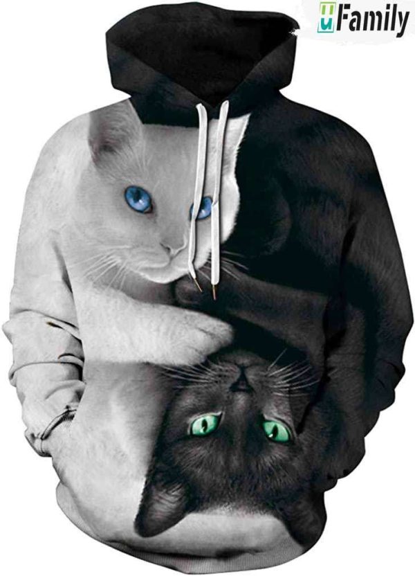 Black Cat And White Cat 3D Hoodie