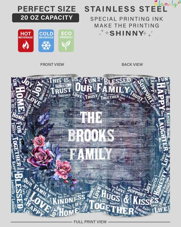 Brooks Family Glitter Tumbler, Brooks Family Gift