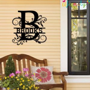 Brooks Family Monogram Metal Sign Family Name Signs 4