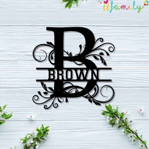 Brown Family Monogram Metal Sign Family Name Signs 2