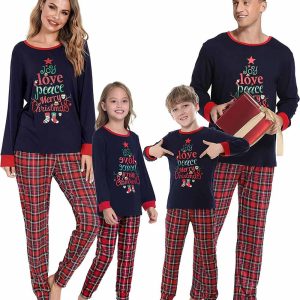 Christmas Pajamas Family Joy Love Peach Merry Christmas Matching Set 1