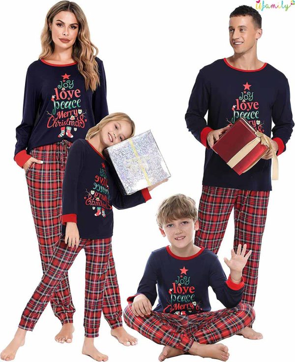 Christmas Pajamas Family Joy Love Peach Merry Christmas Matching Set