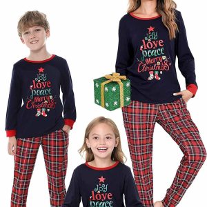 Christmas Pajamas Family Joy Love Peach Merry Christmas Matching Set 5