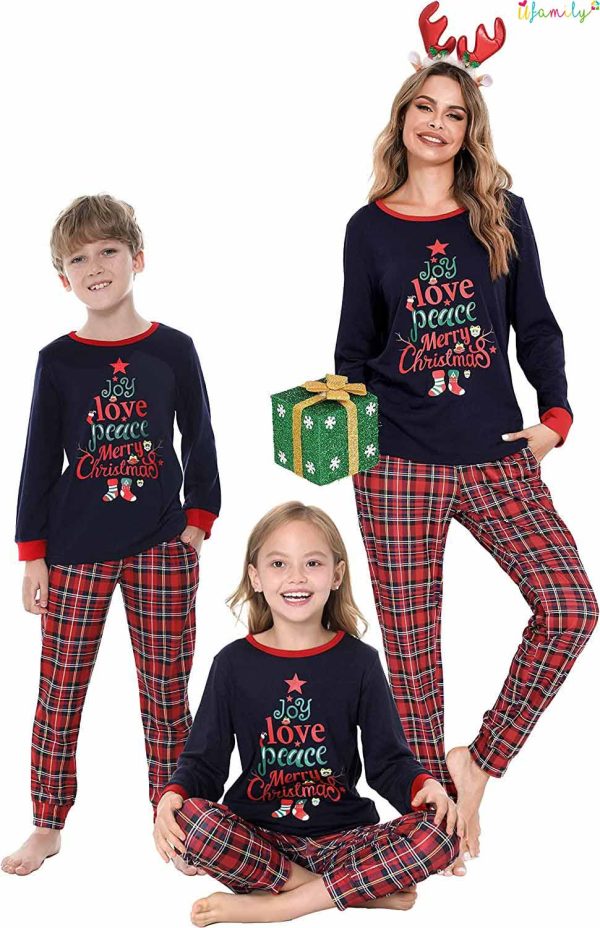 Christmas Pajamas Family Joy Love Peach Merry Christmas Matching Set