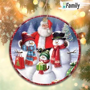 Christmas Santa Clause Snowman Family Ornament