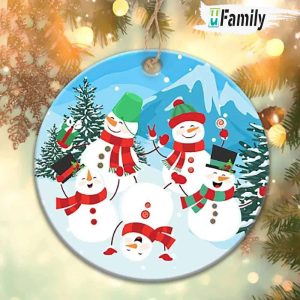 Christmas Snowman Family Five People Ornament 1