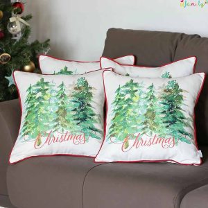 Christmas Tree White pillow Cases