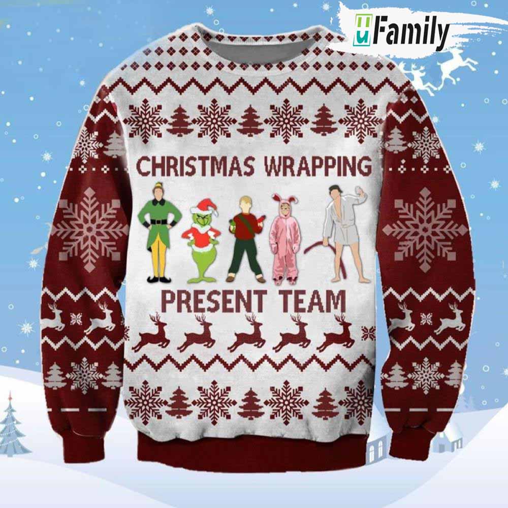 Christmas Wrapping Present Team Ugly Christmas Sweater