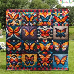 Colorful Butterfly Quilt Blanket