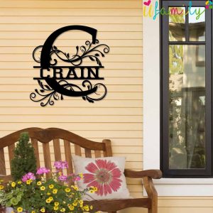 Crain Family Monogram Metal Sign Family Name Signs 4