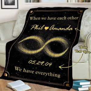 Custom Golden Infinity for Couple Personalized Blanket