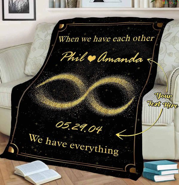 Custom Golden Infinity for Couple Personalized Blanket