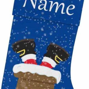 Custom Name Santa Stuck in The Chimney Fireplace Hanging Decorations Christmas Stocking