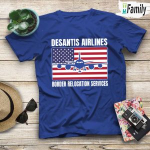 Desantis airlines border relocation services shirt,  Desantis airlines American flag