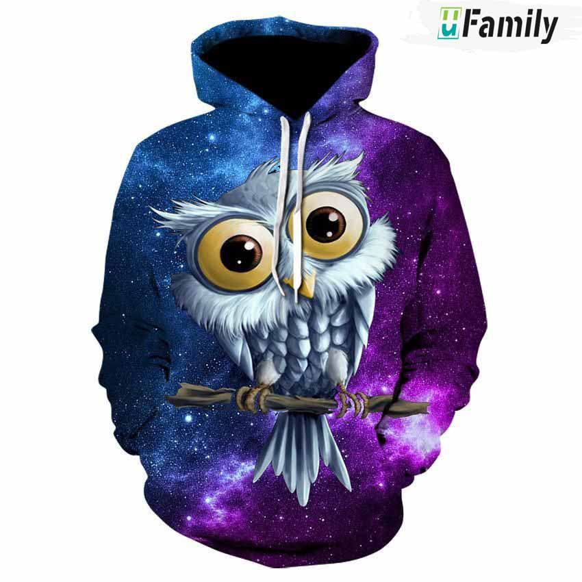 Galaxy Anime Owl Cartoon Sportswear 3D Hoodie