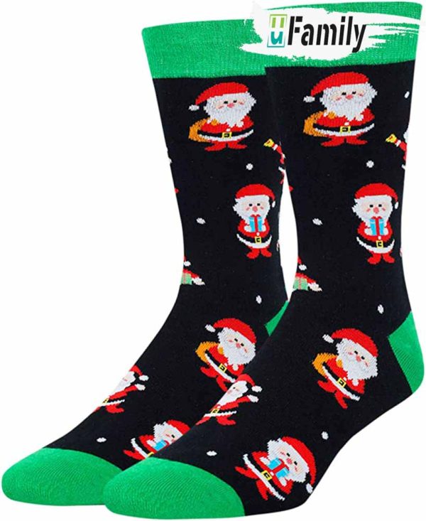 Green And Black Santa Claus Christmas Socks