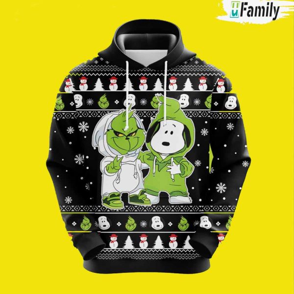 Grinch And Snoopy Christmas Cute 3D Hoodie