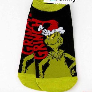 Grinch Merry Chrismas Green And Black Socks