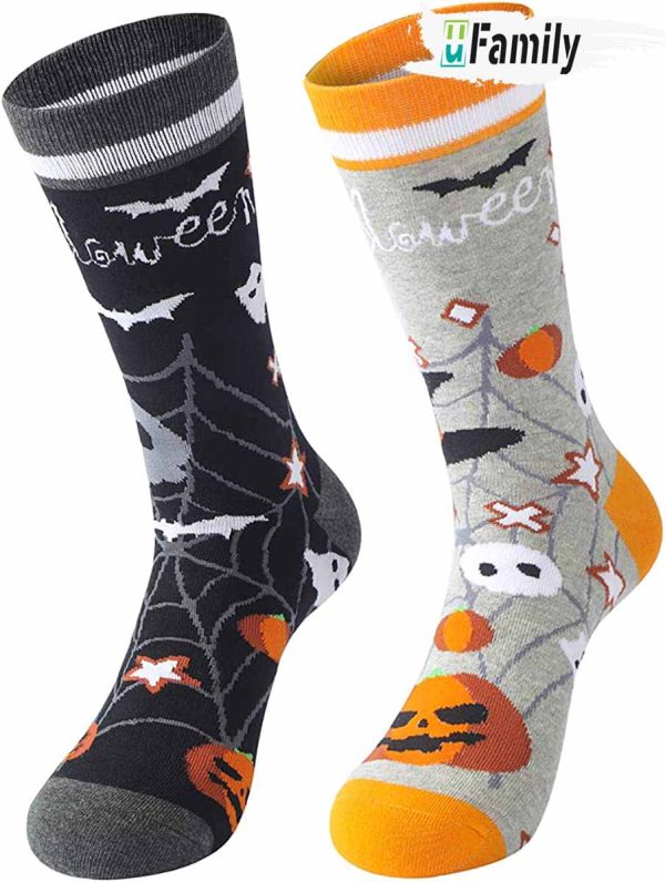 Halloween Colorful Pumpkin Bat Socks