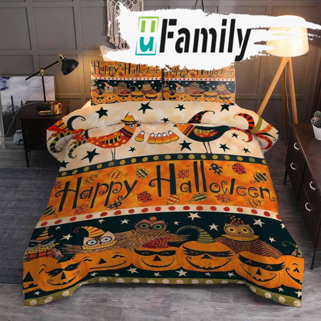 Happy Halloween Pumpkin And olw Bedding Set