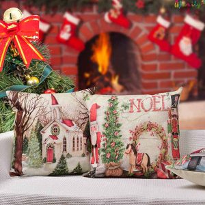 The House And Horse Christmas Decorations Pillow Cases