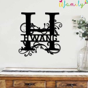 Hwang Family Monogram Metal Sign Family Name Signs 1