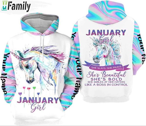 January Girl Unicorn 3D Hoodie