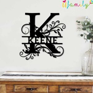 Keene Family Monogram Metal Sign Family Name Signs 2
