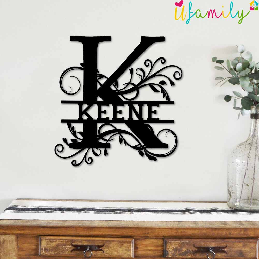 Keene Family Monogram Metal Sign, Family Name Signs