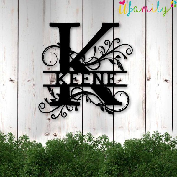 Keene Family Monogram Metal Sign, Family Name Signs