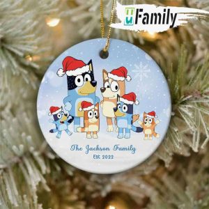 Merry Christmas Family Blue Matching Ornament