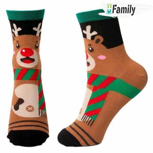 Merry Christmas Reindeer Crew Socks