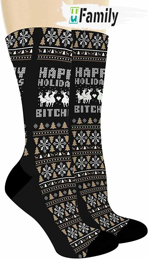 Naughty Christmas Happy Holiday Socks