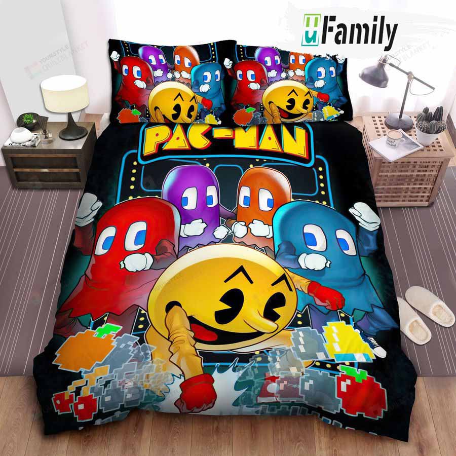 Pac Man And The Four Colored Ghost Bedding Set