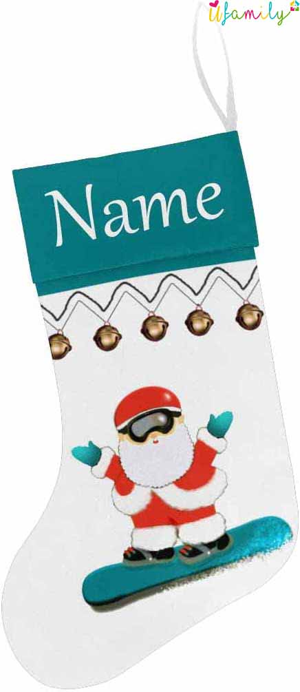 Personalized Name Santa Claus and Bells Christmas Stocking