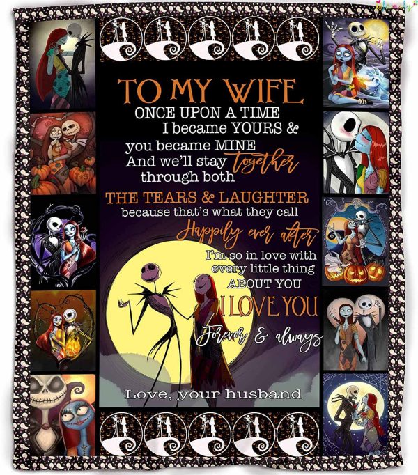 Personalized Nightmare Christmas Jack and Sally Blanket