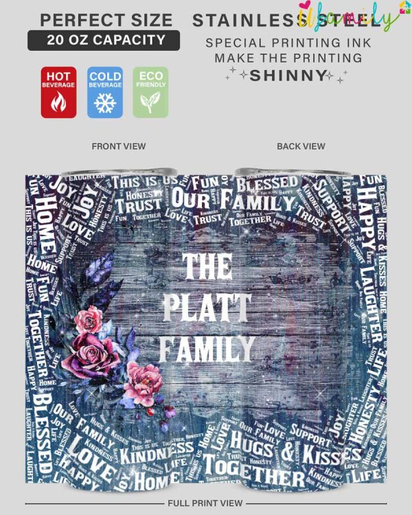 Platt Family Glitter Tumbler, Platt Family Gift